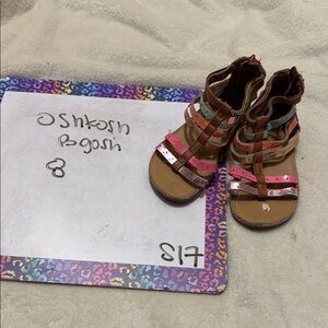 OshKosh B'gosh Brown Gladiator Sandals with Pink and Mint Straps